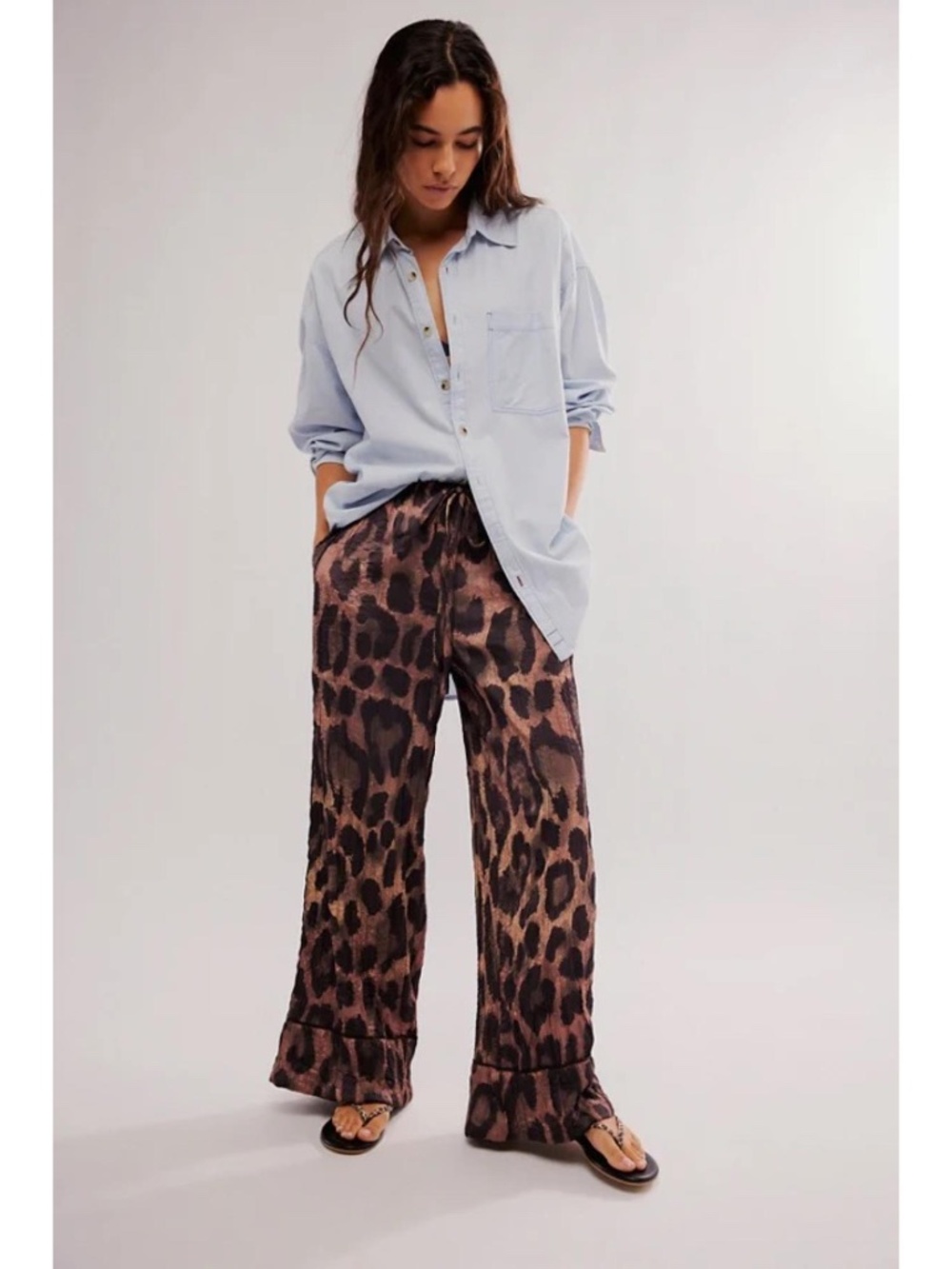 Free People All Out Satin Leopard Pants